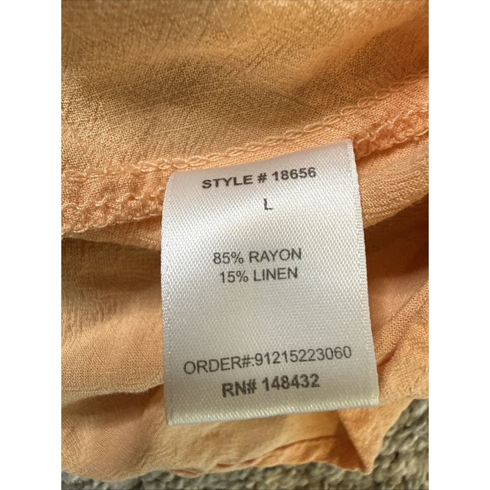 BeCool Women's S Button Down Lightweight Top Cap Sleeveless Orange Size Large - Picture 7 of 7